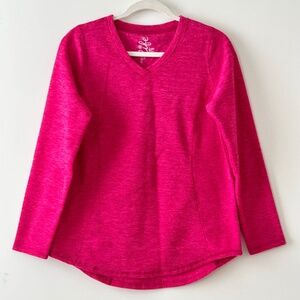 Made For Life Pink Fleece V-Neck Top